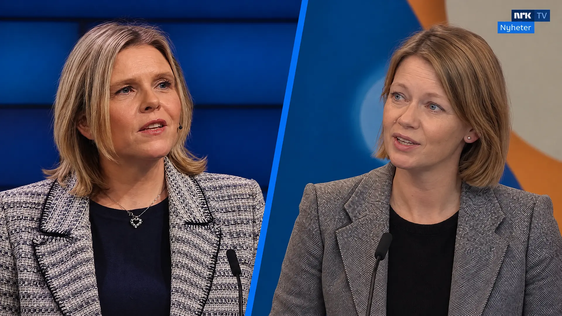 Debatten NRK: Listhaug mot Ida Wolden Bache bak talerstolene